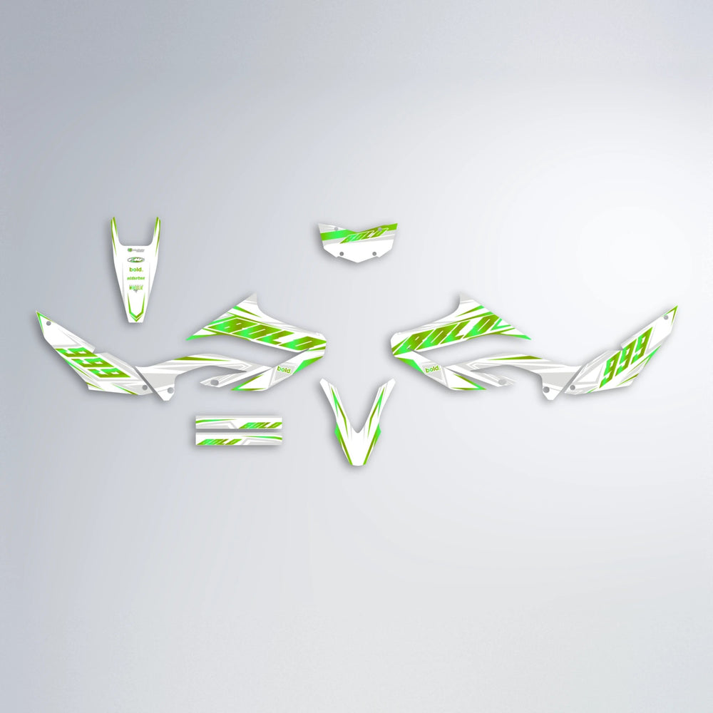 EKKE Yamaha WR 125X graphics kit parts layout in Green