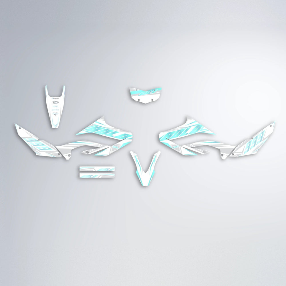 EKKE Yamaha WR 125X graphics kit parts layout in Mint