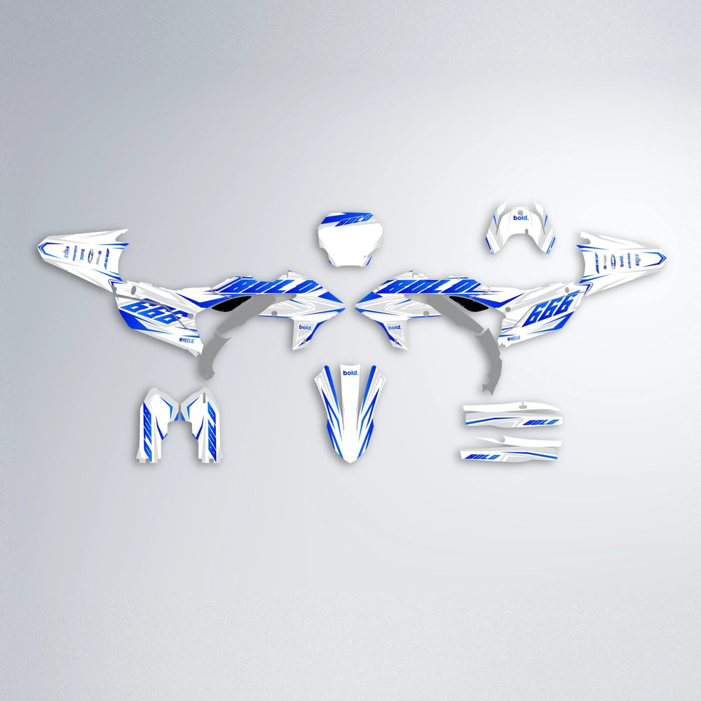 EKKE Yamaha YZF MX graphics kit parts layout in Custom Colour