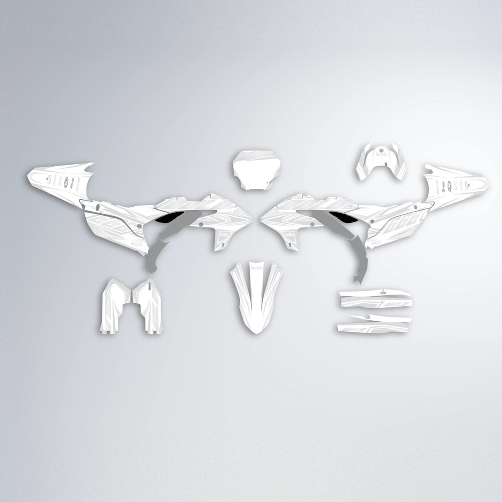 EKKE Yamaha YZF MX graphics kit parts layout in White