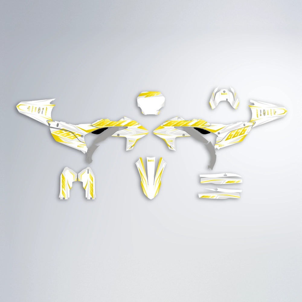 EKKE Yamaha YZF MX graphics kit parts layout in Yellow
