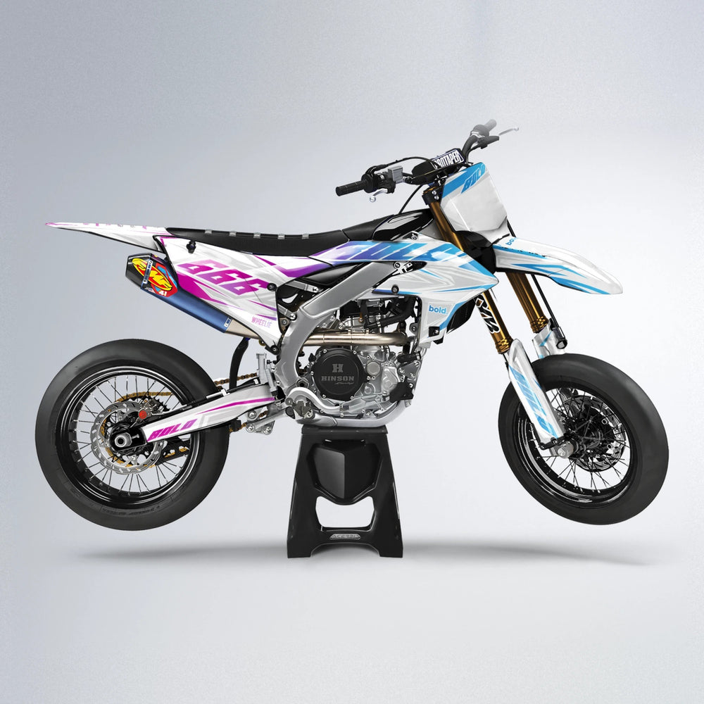 EKKE Yamaha YZF SM supermoto graphics kit in Pink & Light Blue