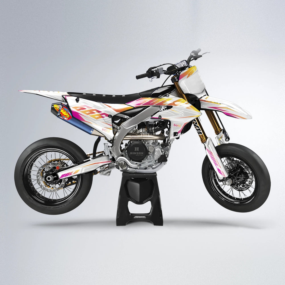 EKKE Yamaha YZF SM supermoto graphics kit in Pink & Yellow