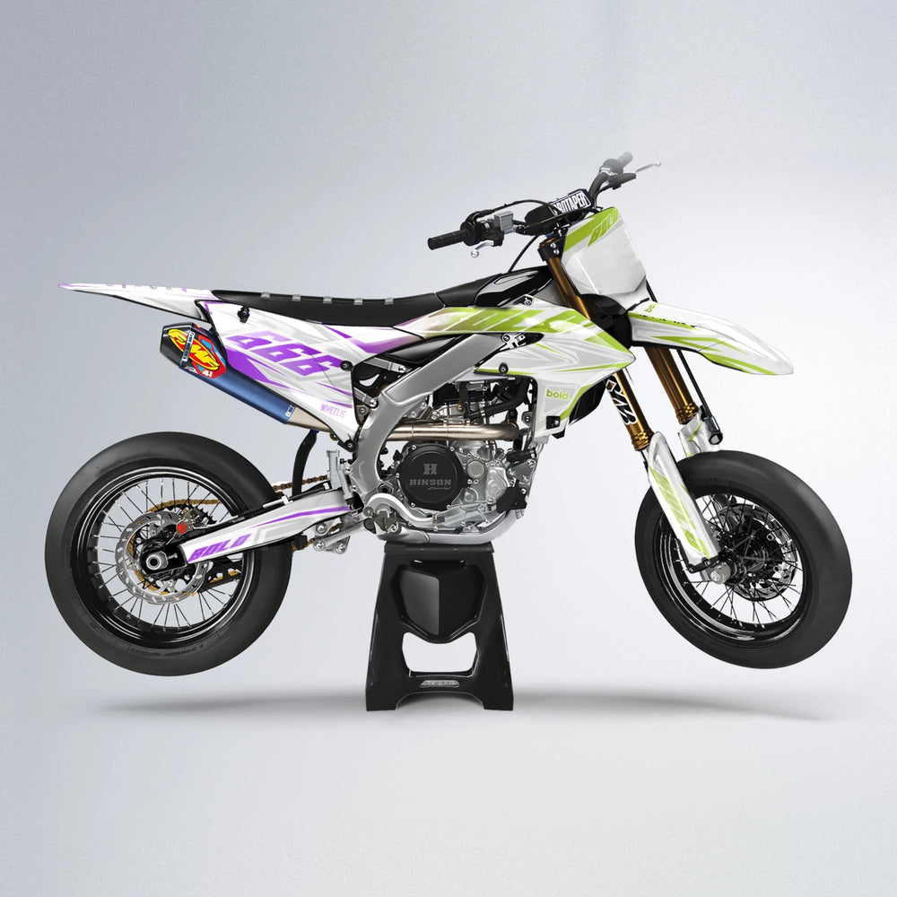 EKKE Yamaha YZF SM supermoto graphics kit in Purple & Yellow