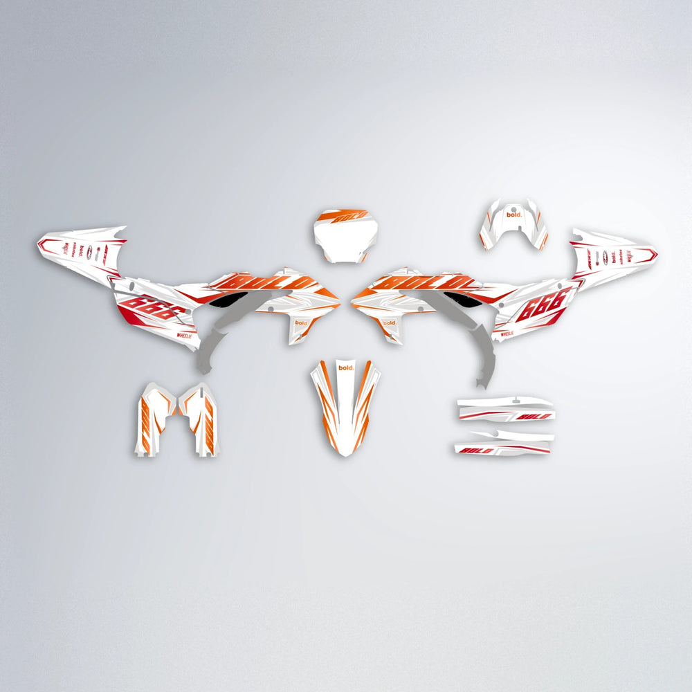 EKKE Yamaha YZF SM graphics kit parts layout in Red & Orange