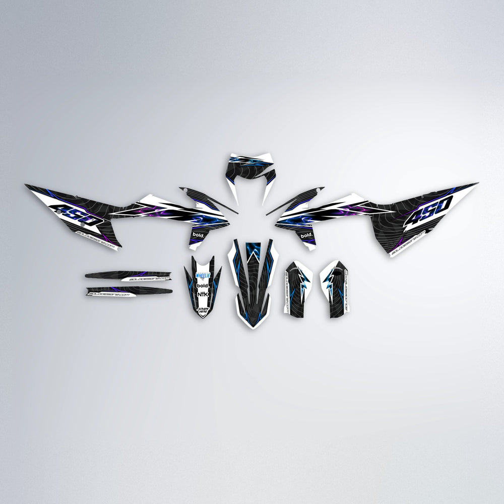 ELECTRA graphics kit parts layout in Blue Purple Fade