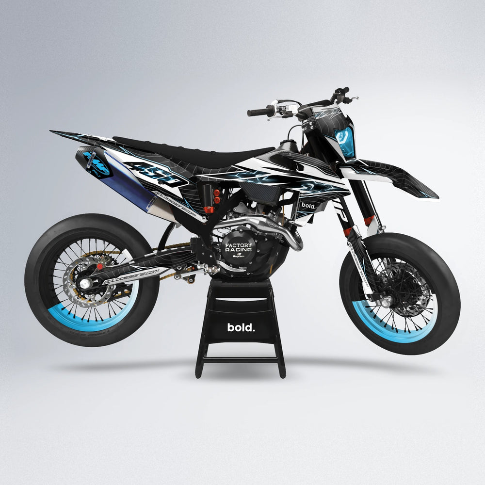 ELECTRA supermoto graphics kit in Light Blue & White