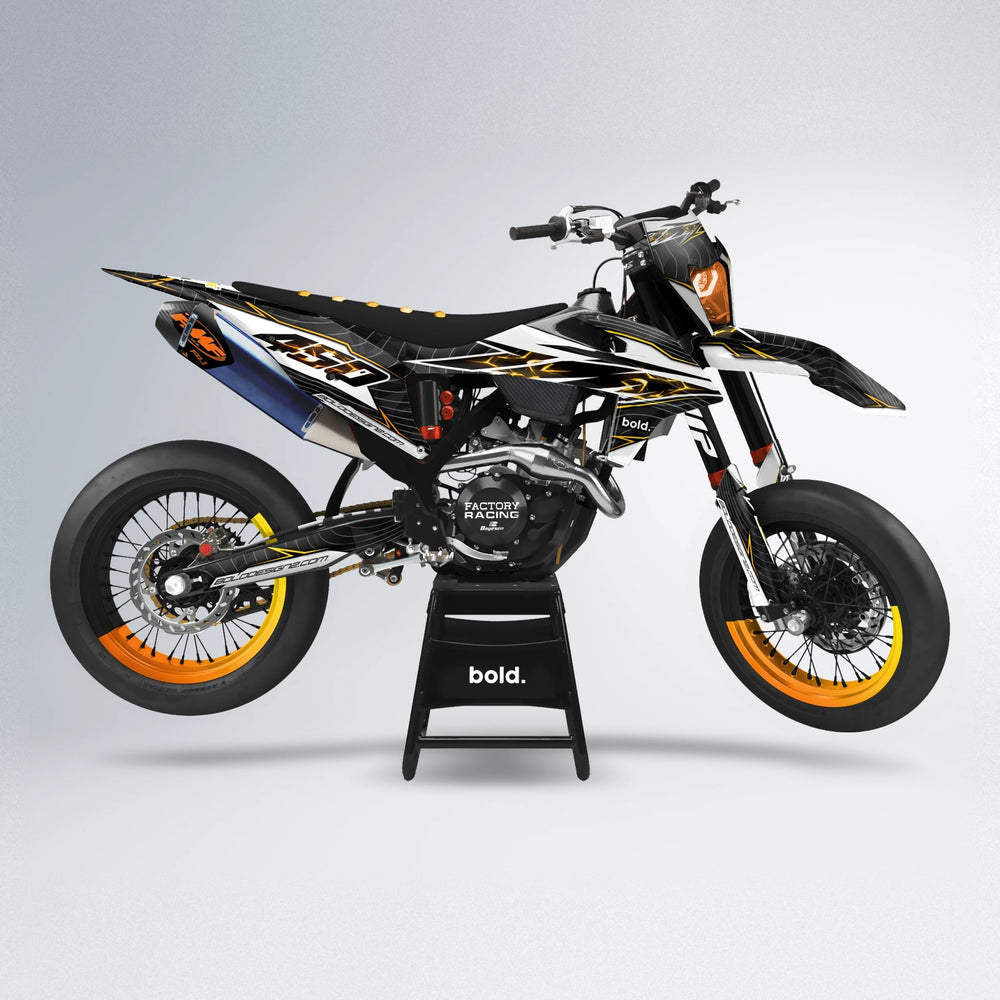 ELECTRA supermoto graphics kit in Orange & Yellow