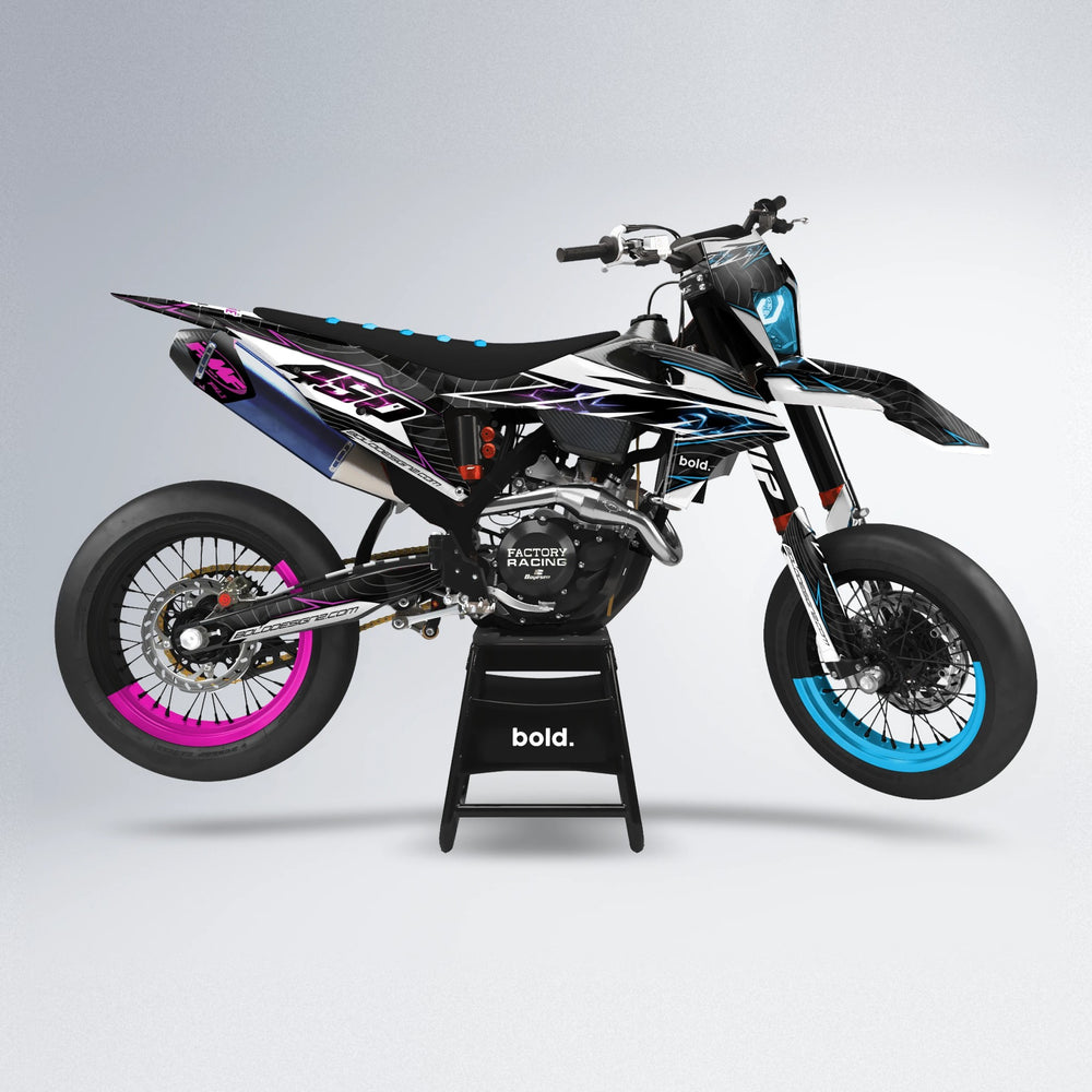 ELECTRA supermoto graphics kit in Pink & Light Blue
