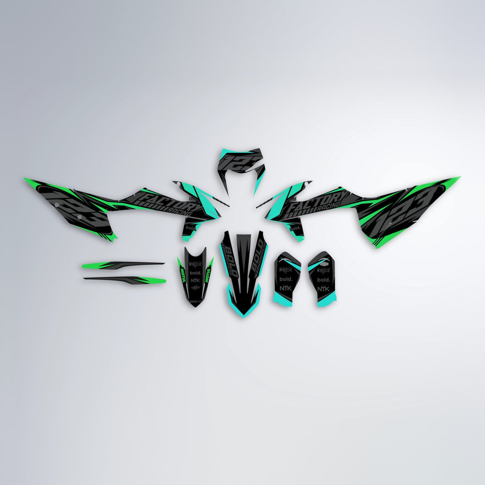 ENEMY graphics kit parts layout in Cyan & Green