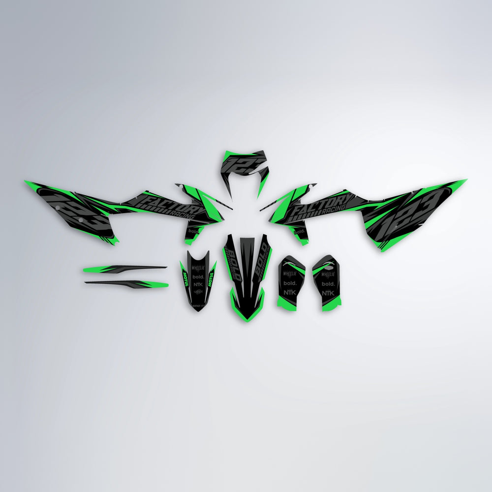 ENEMY graphics kit parts layout in Green