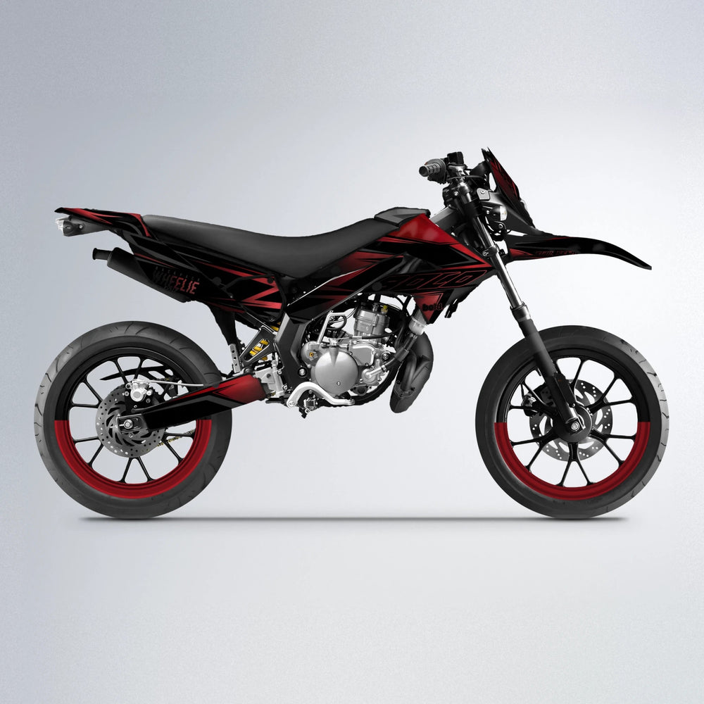 EVO Derbi Senda supermoto graphics kit in Black & Red