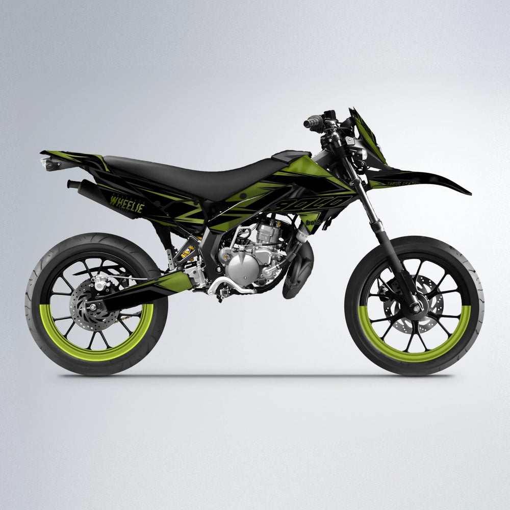 EVO Derbi Senda supermoto graphics kit in Olive