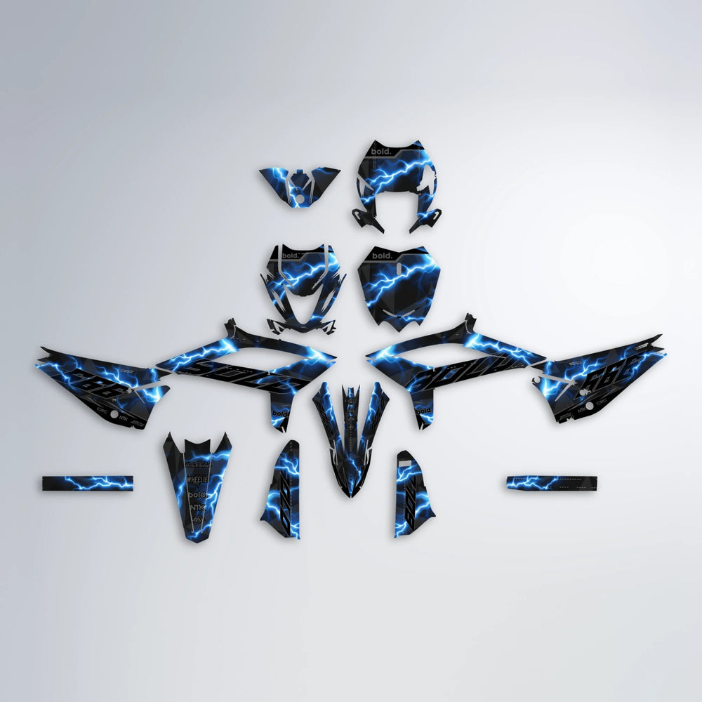 FLASH Beta graphics kit parts layout in Blue