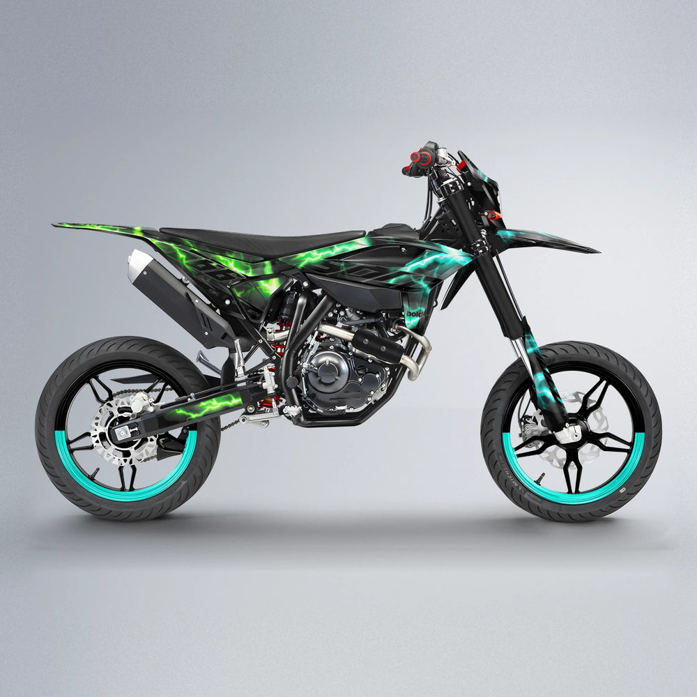 FLASH Beta supermoto graphics kit in Cyan & Green