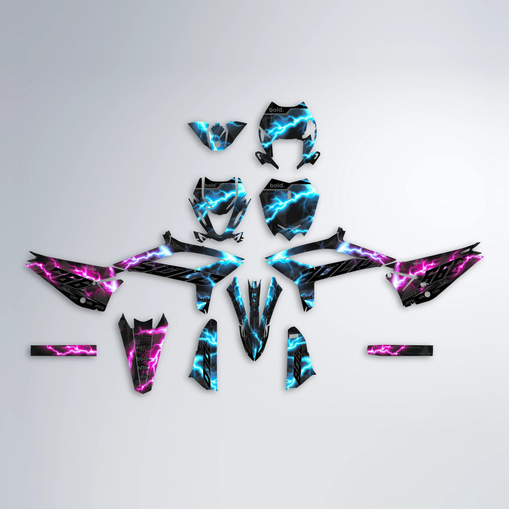 FLASH Beta graphics kit parts layout in Pink & Light Blue