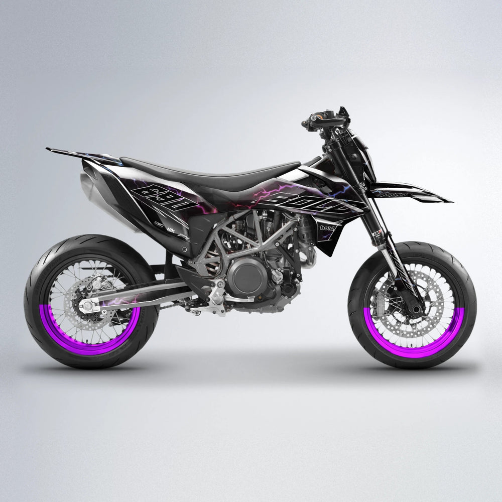 FLASH KTM SMC 690 supermoto graphics kit in Blue Purple Fade