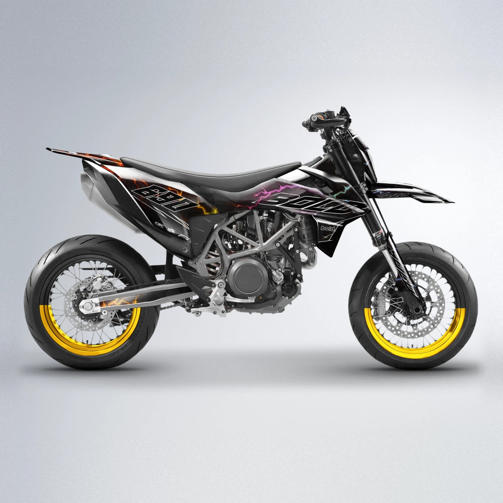FLASH KTM SMC 690 supermoto graphics kit in Sunset Fade