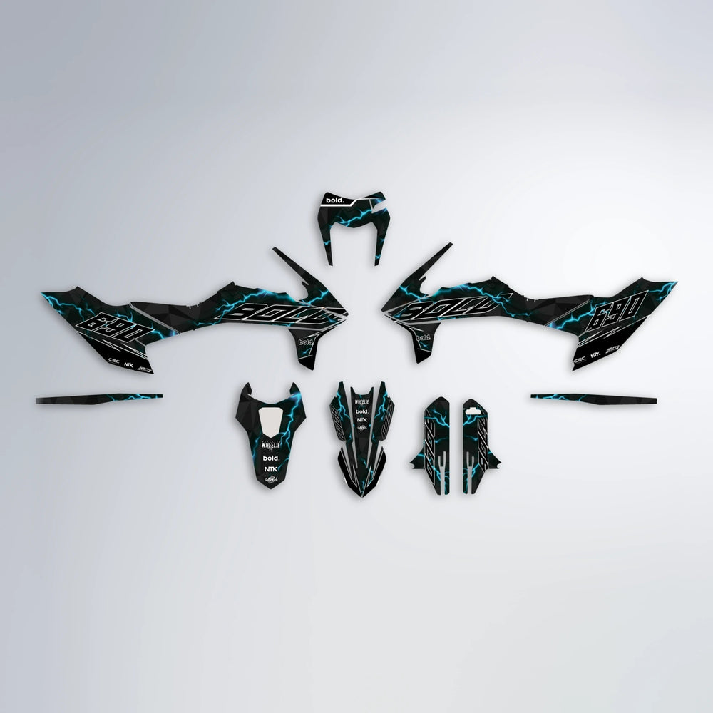 FLASH KTM SMC 690 graphics kit parts layout in Teal