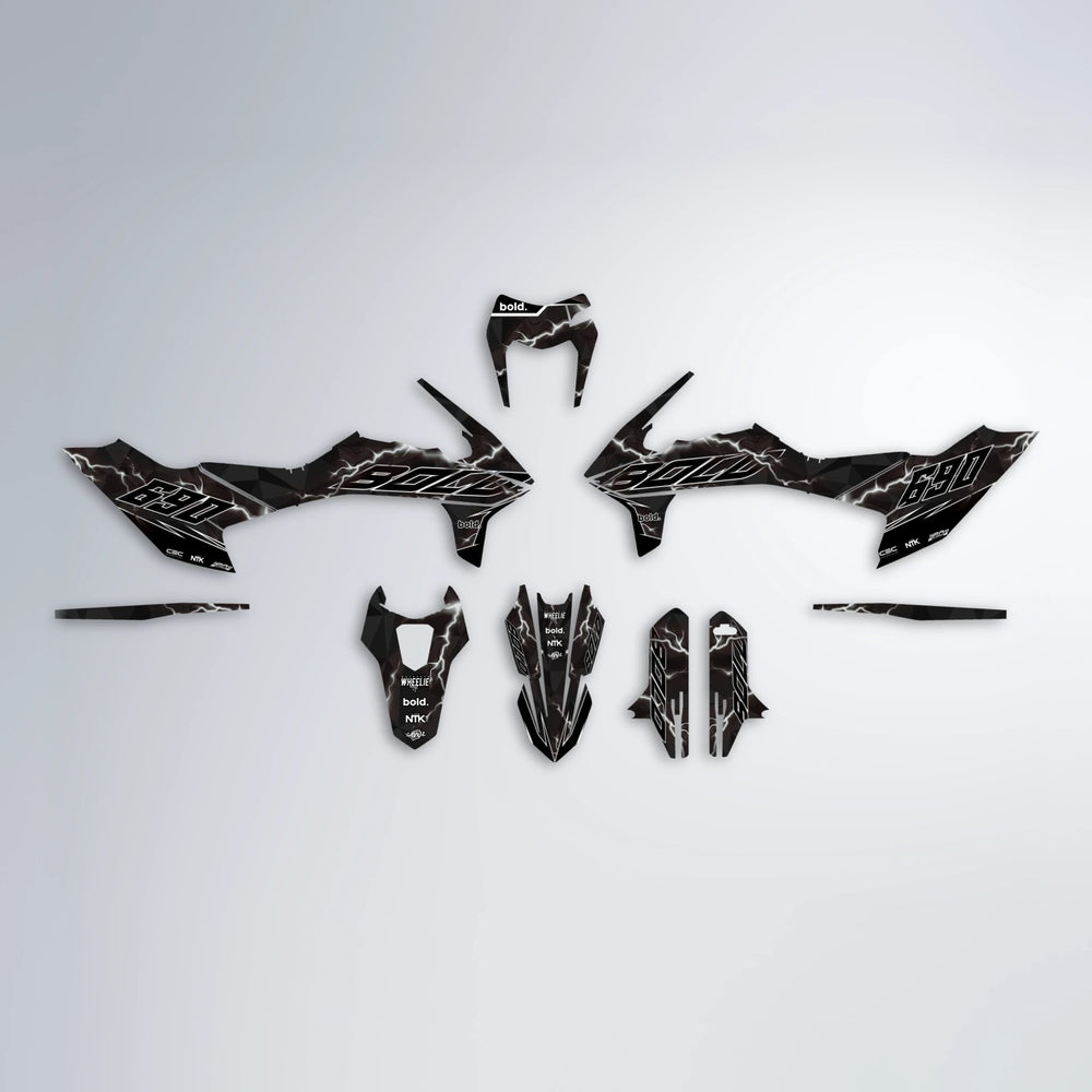 FLASH KTM SMC 690 graphics kit parts layout in White