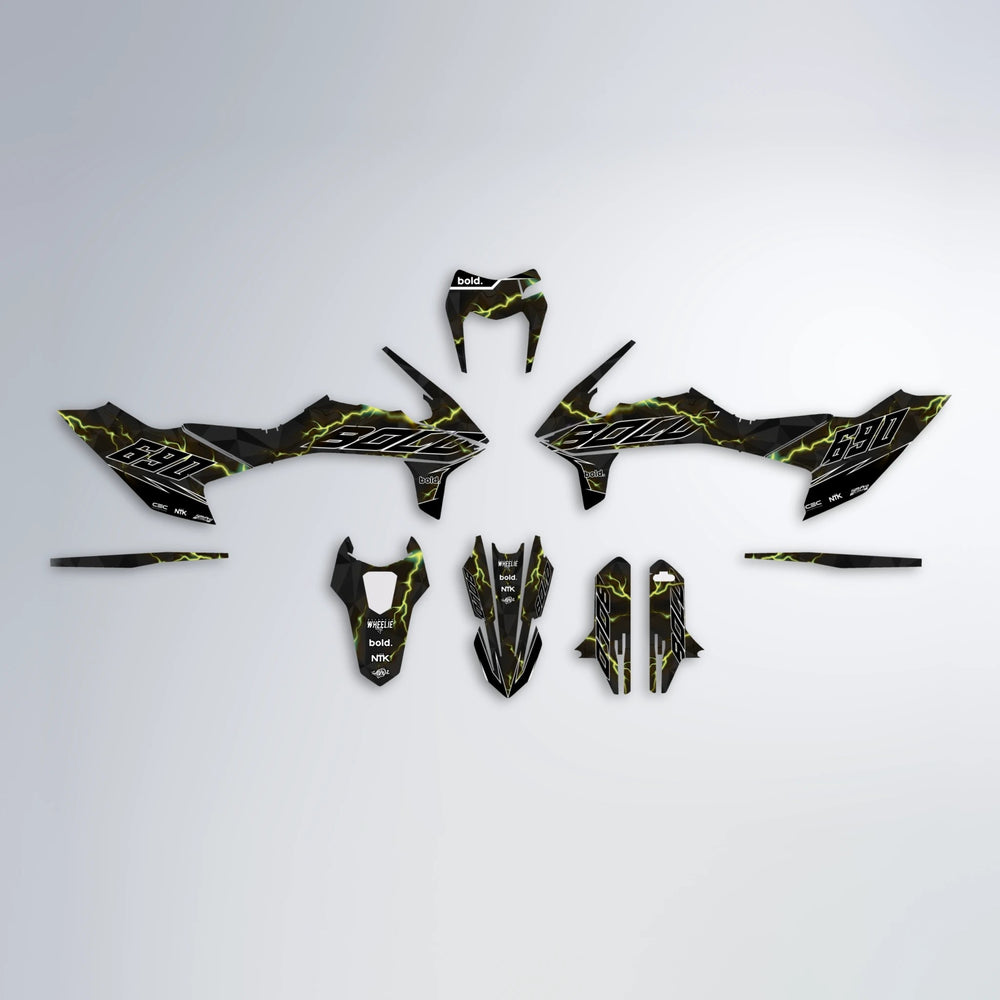 FLASH KTM SMC 690 graphics kit parts layout in Yellow