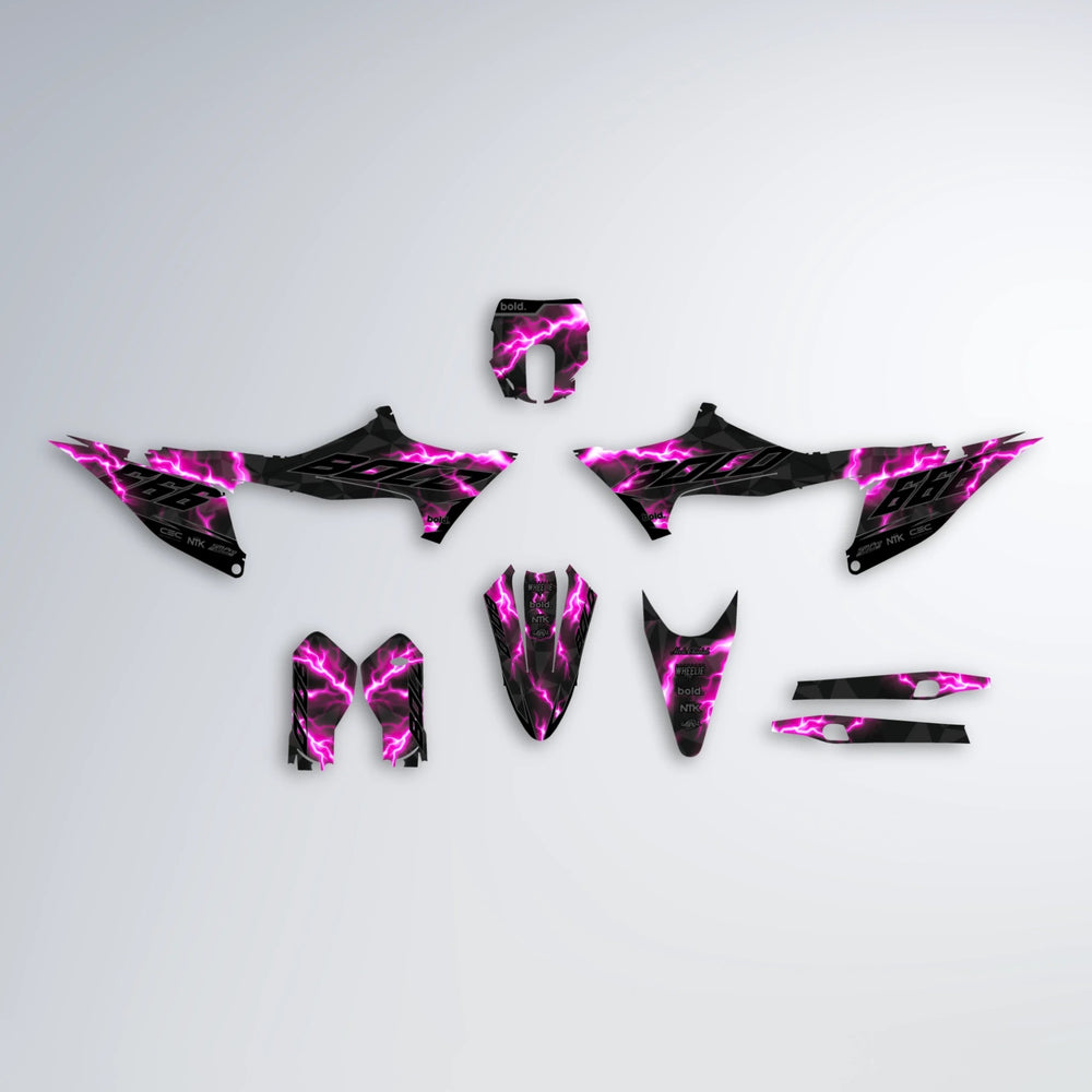 FLASH Stark Varg MX graphics kit parts layout in Pink