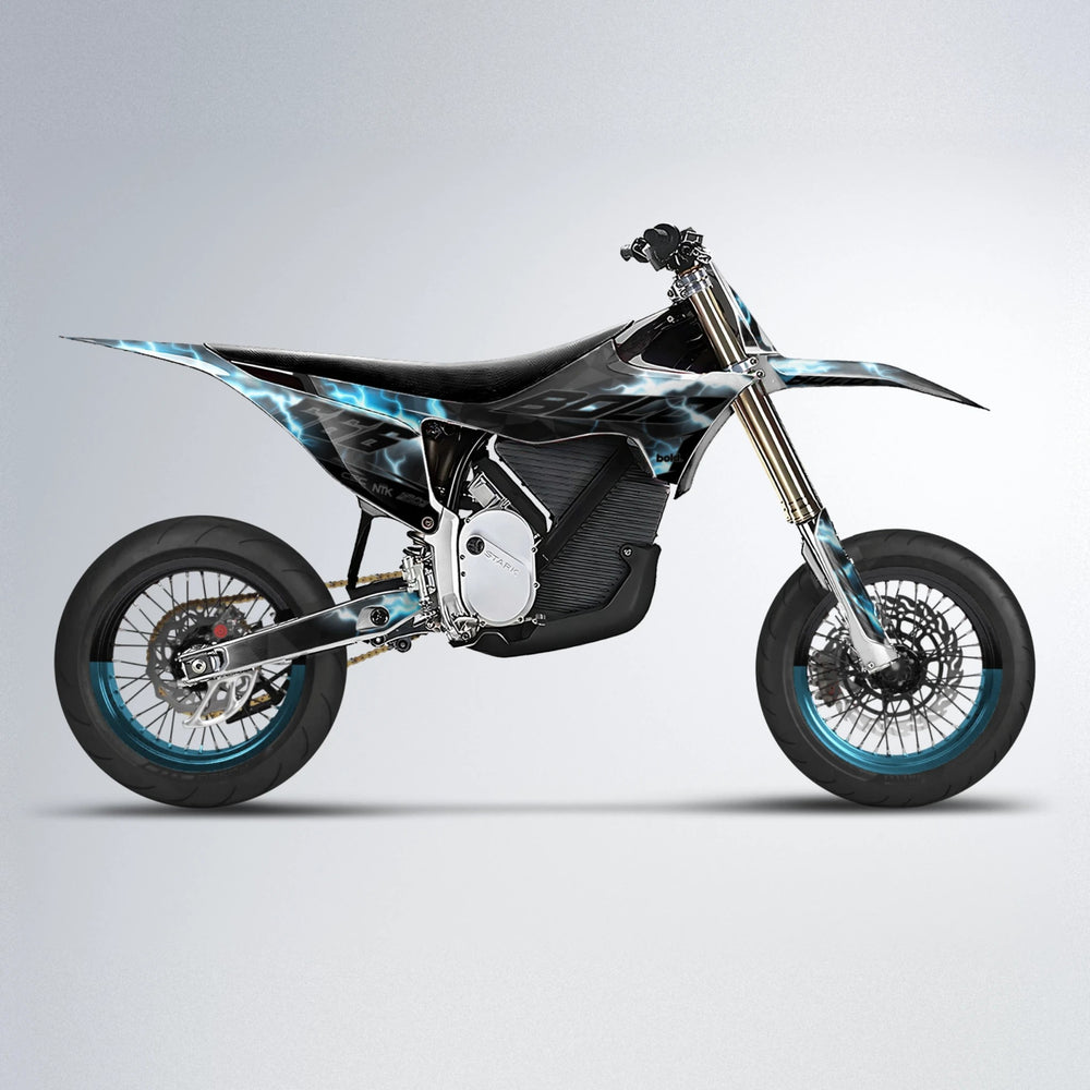 FLASH Stark Varg SM supermoto graphics kit in Light Blue & White