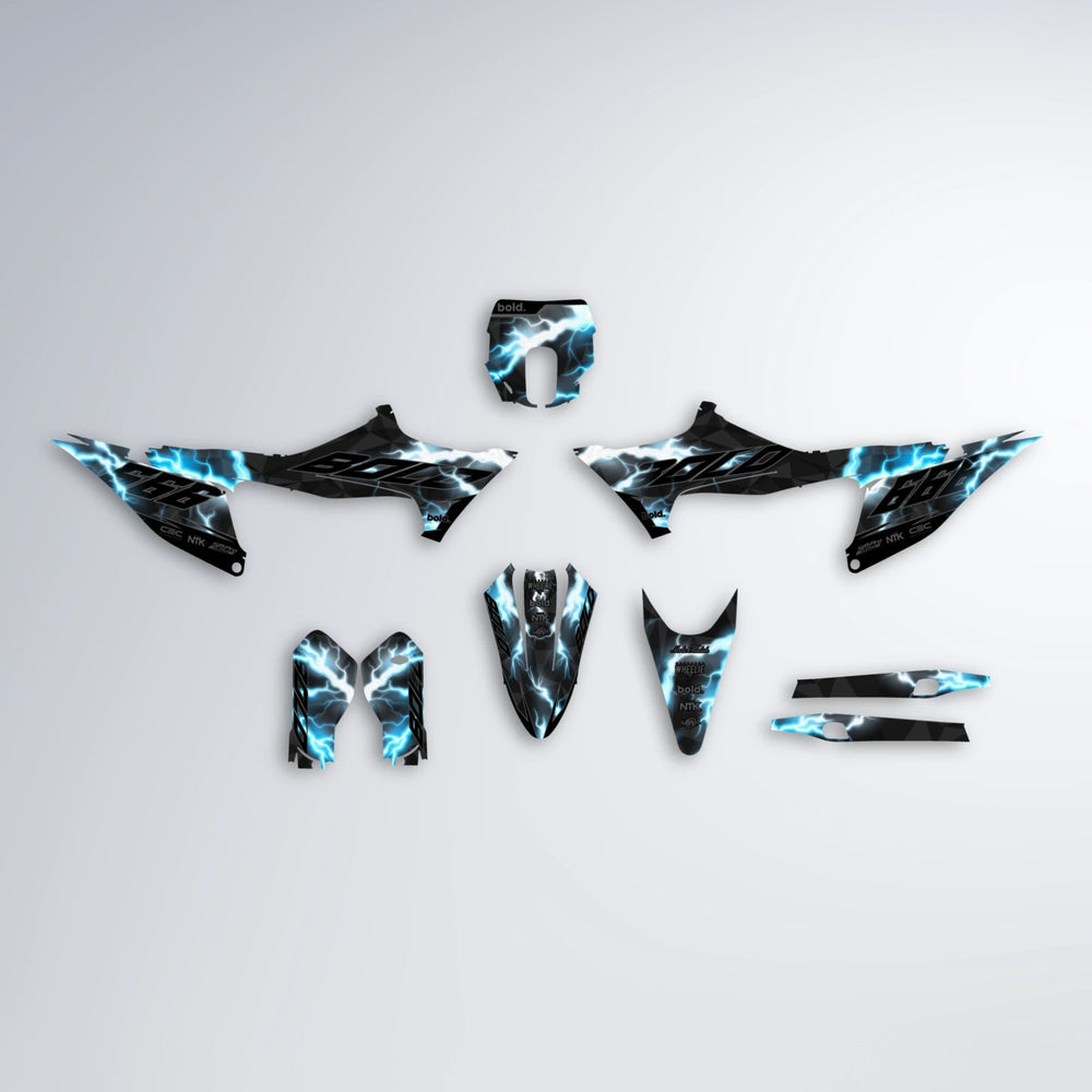 FLASH Stark Varg SM graphics kit parts layout in Light Blue & White