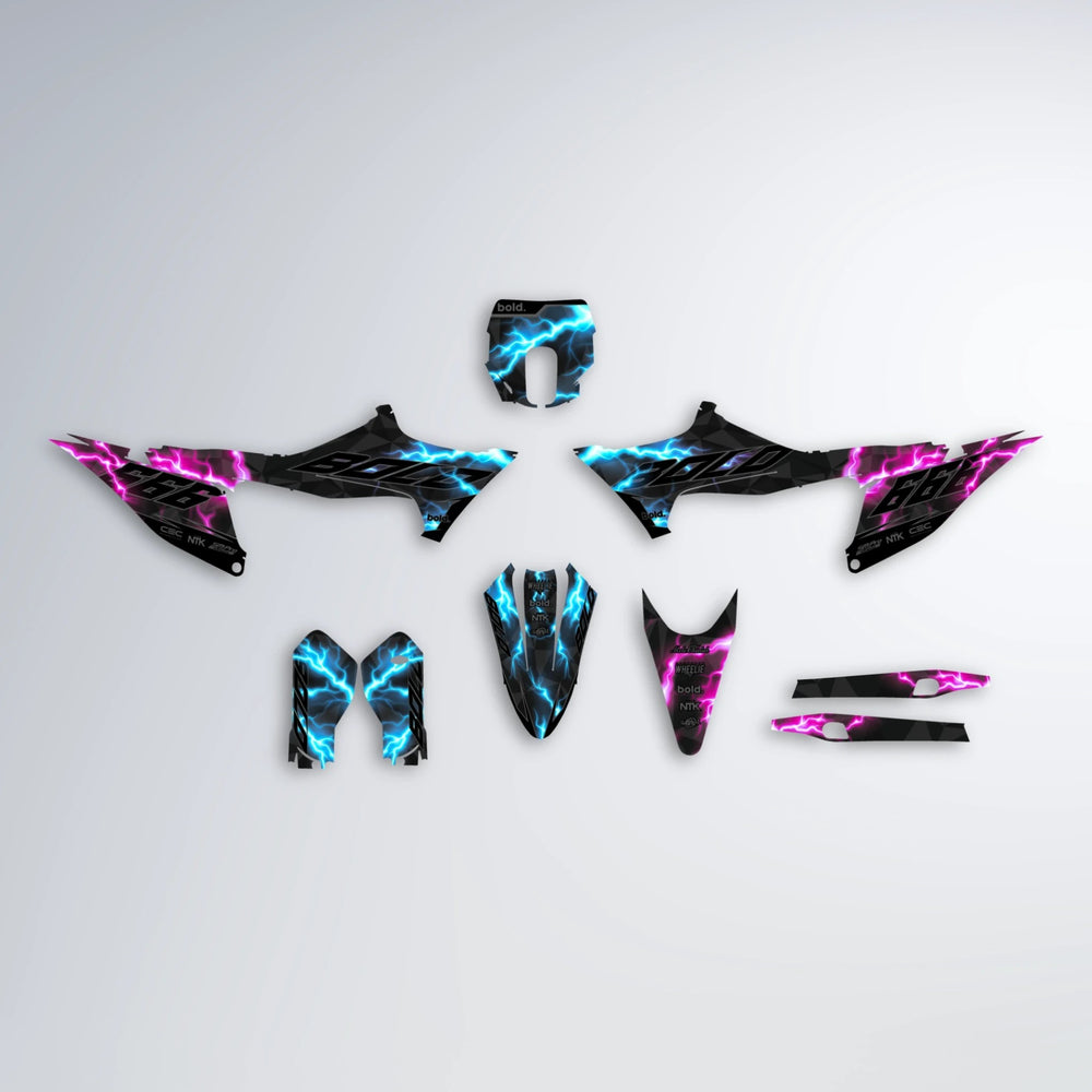 FLASH Stark Varg SM graphics kit parts layout in Pink & Light Blue