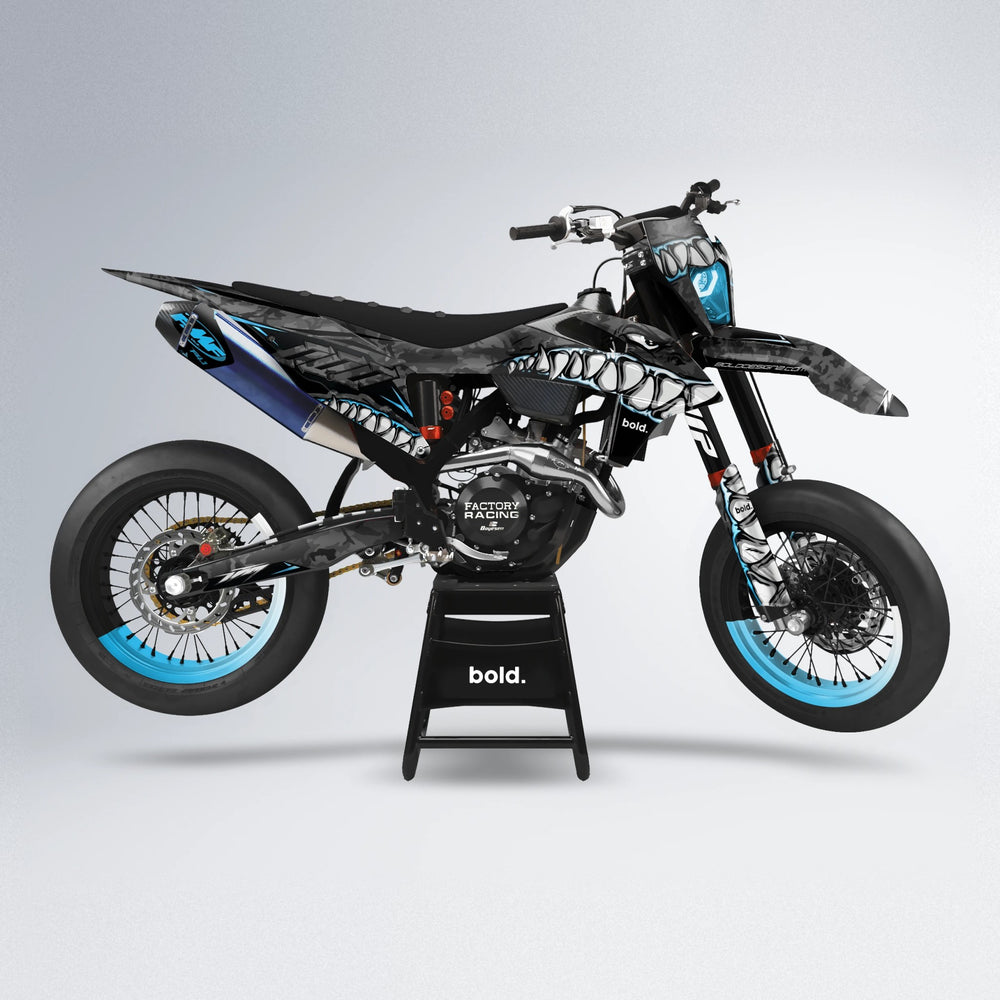 FLIGHT supermoto graphics kit in Light Blue & White