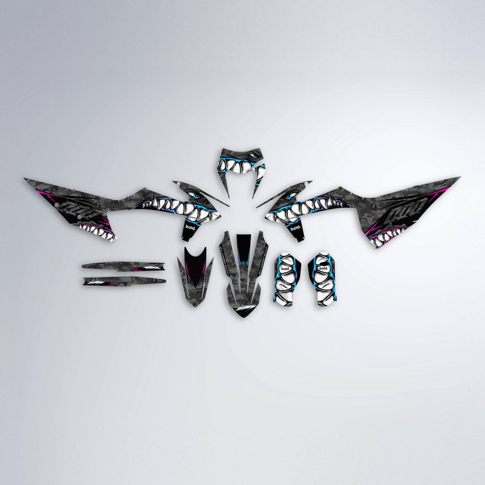 FLIGHT graphics kit parts layout in Pink & Light Blue