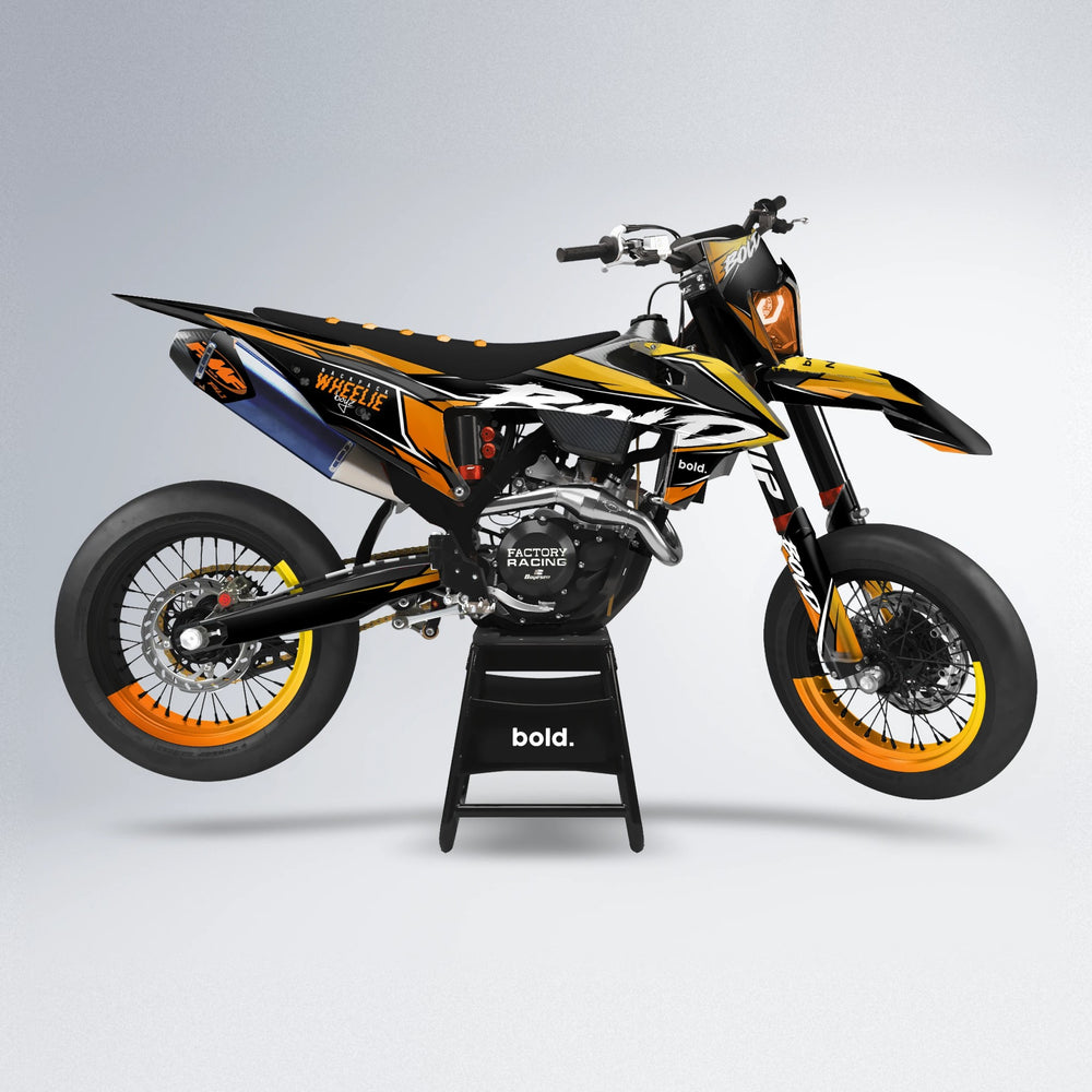 FURY supermoto graphics kit in Orange & Yellow