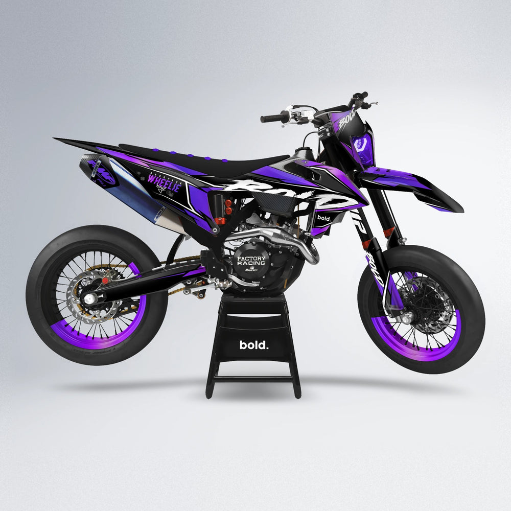 FURY supermoto graphics kit in Purple Chrome