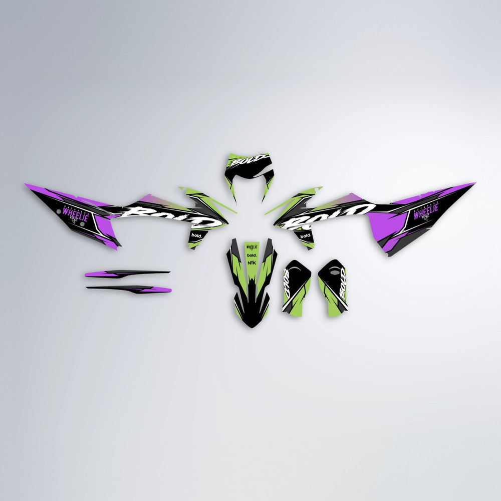 FURY graphics kit parts layout in Purple & Fluo Yellow