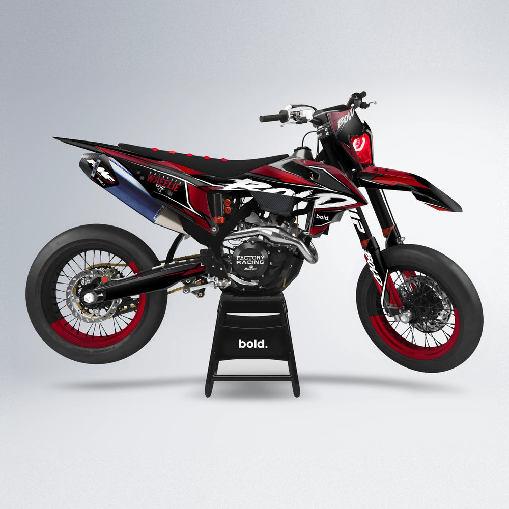 FURY supermoto graphics kit in Red Chrome
