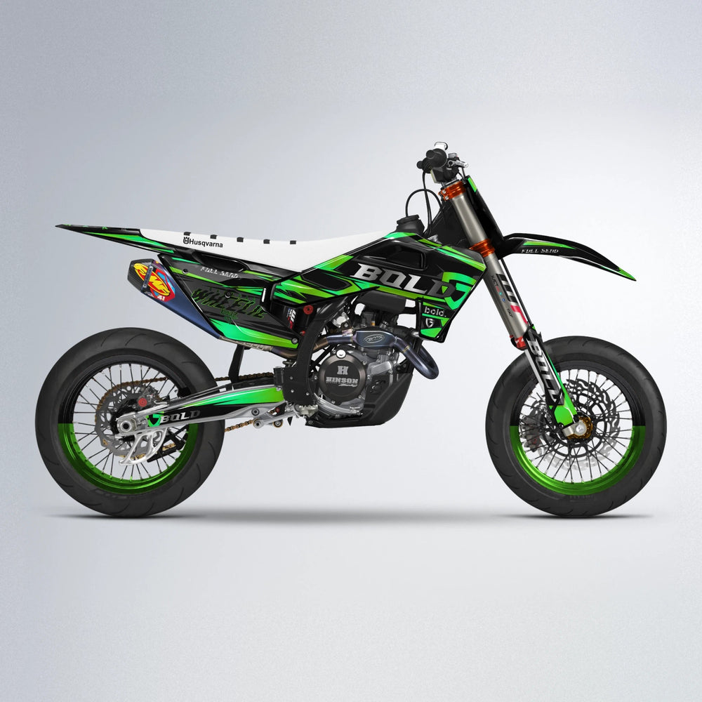 GEBEL V1 Husqvarna FE/TE supermoto graphics kit in Green