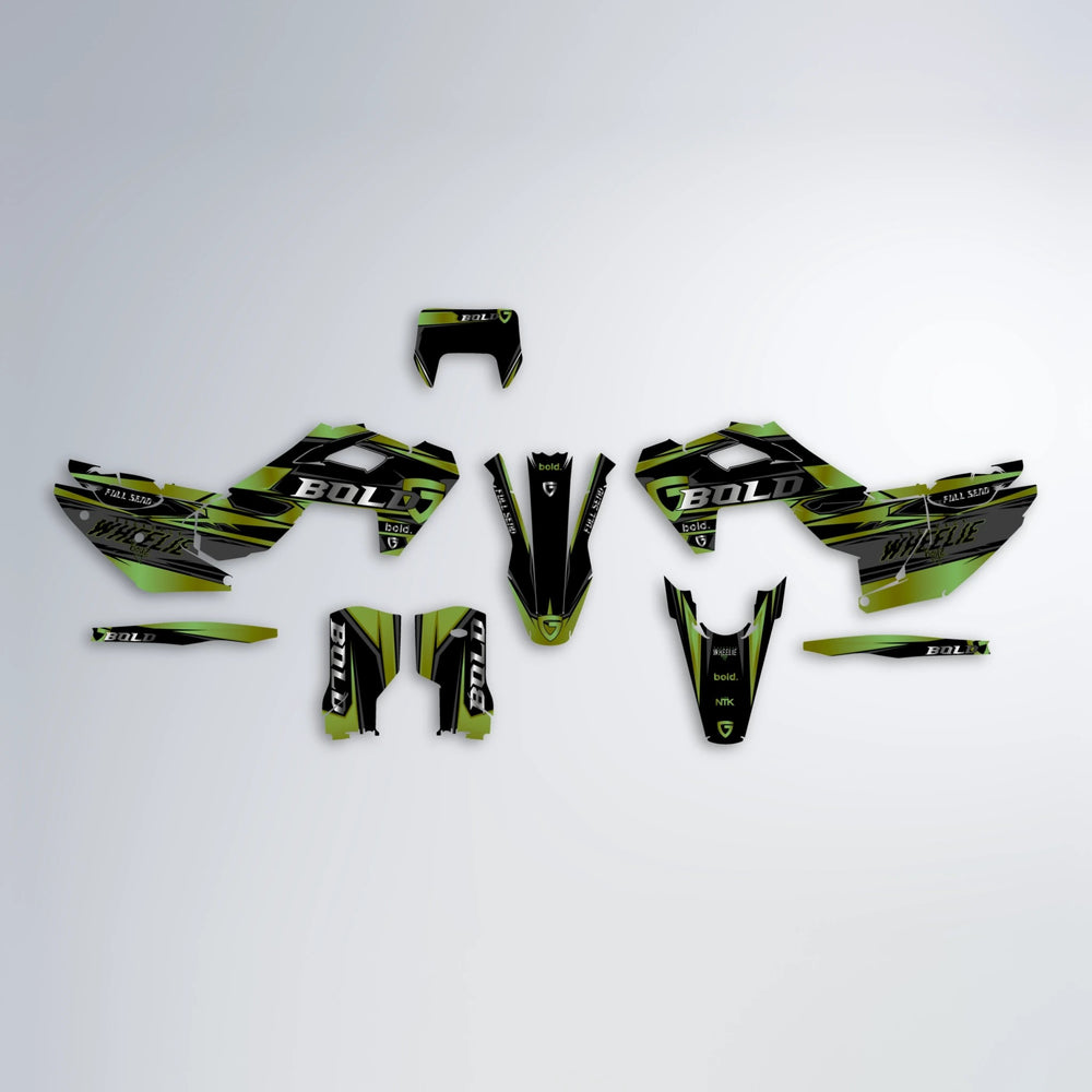 GEBEL V1 Husqvarna FE/TE graphics kit parts layout in Olive