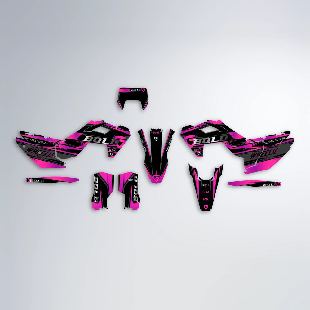 GEBEL V1 Husqvarna FE/TE graphics kit parts layout in Pink