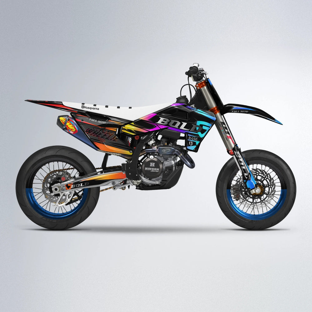 GEBEL V1 Husqvarna FE/TE supermoto graphics kit in Sunset Fade