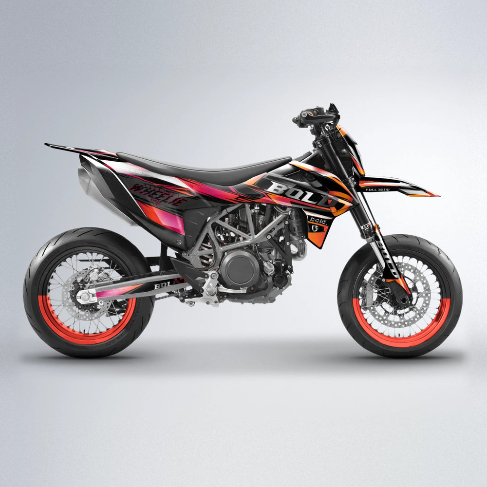 GEBEL V1 KTM SMC 690 supermoto graphics kit in Red & Orange
