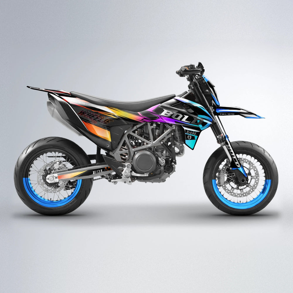 GEBEL V1 KTM SMC 690 supermoto graphics kit in Sunset Fade