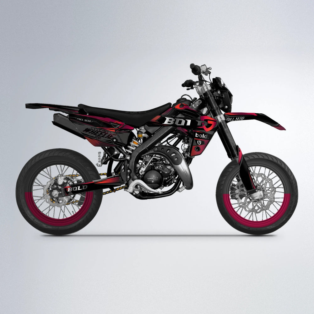 GEBEL V1 Rieju MRT supermoto graphics kit in Black & Red