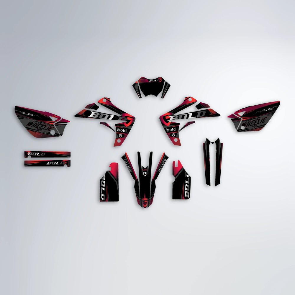 GEBEL V1 Rieju MRT graphics kit parts layout in Black & Red