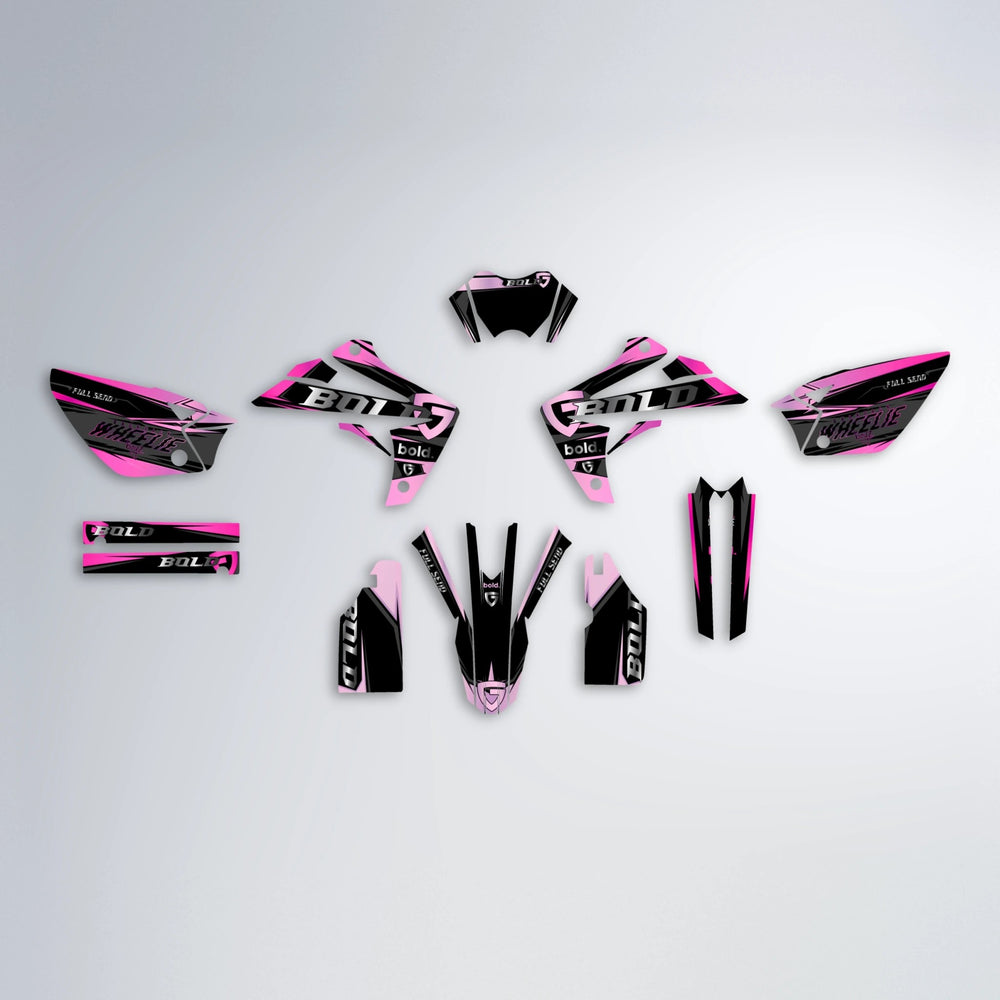GEBEL V1 Rieju MRT graphics kit parts layout in Flamingo
