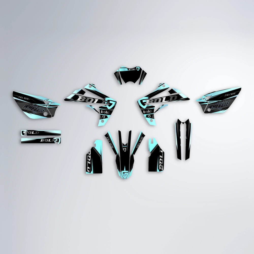 GEBEL V1 Rieju MRT graphics kit parts layout in Mint