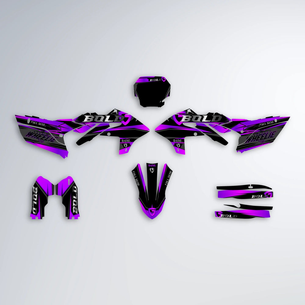 GEBEL V1 Yamaha YZF MX graphics kit parts layout in Purple
