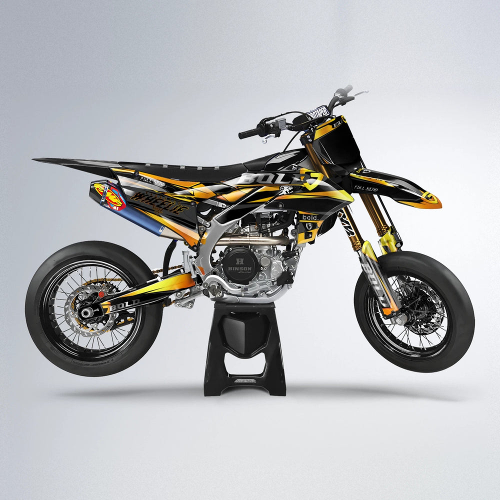GEBEL V1 Yamaha YZF SM supermoto graphics kit in Orange & Yellow