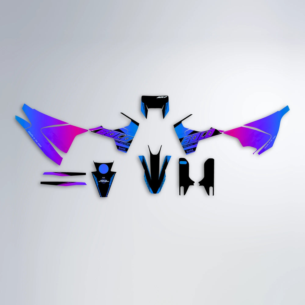 GEBEL V2 Husqvarna 701 graphics kit parts layout in Blue Purple Fade