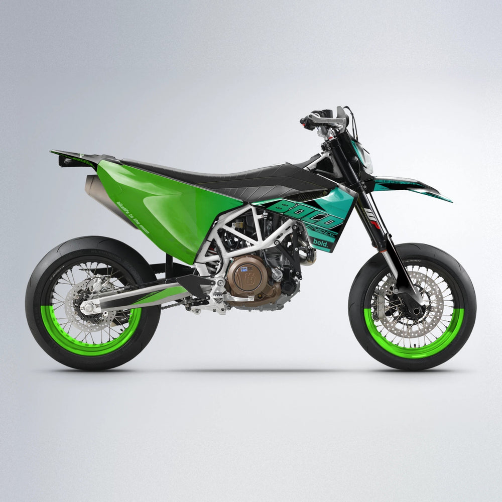 GEBEL V2 Husqvarna 701 supermoto graphics kit in Cyan & Green