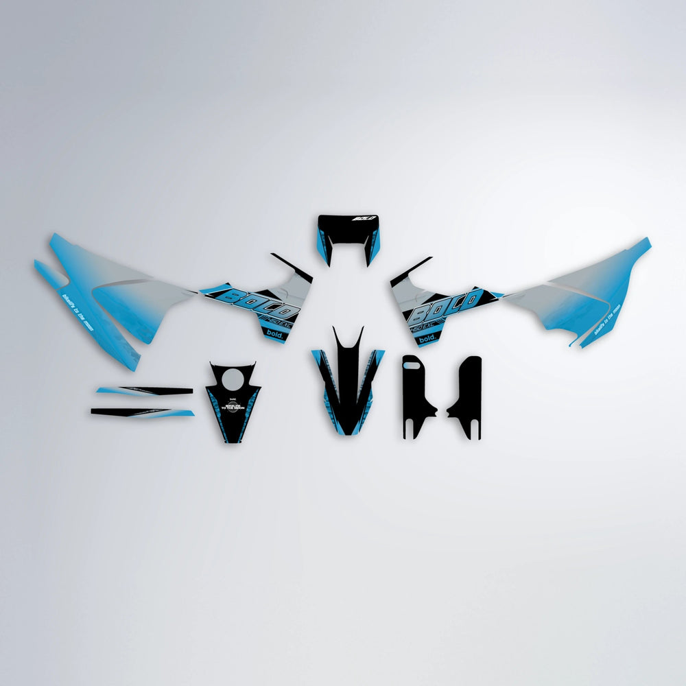 GEBEL V2 Husqvarna 701 graphics kit parts layout in Light Blue & White